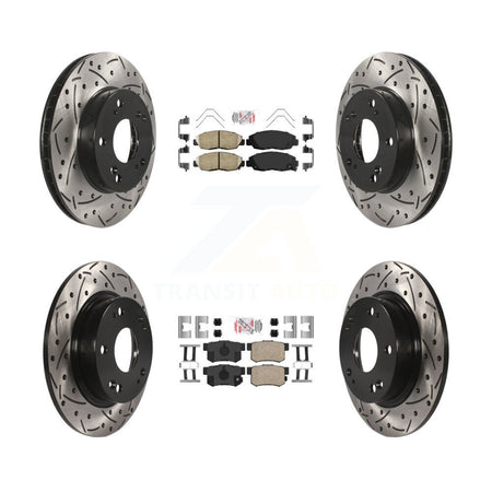 Front Rear Ceramic Pads And Coated Drilled Slotted Disc Brake Rotors Kit For Honda Civic KDA-100824