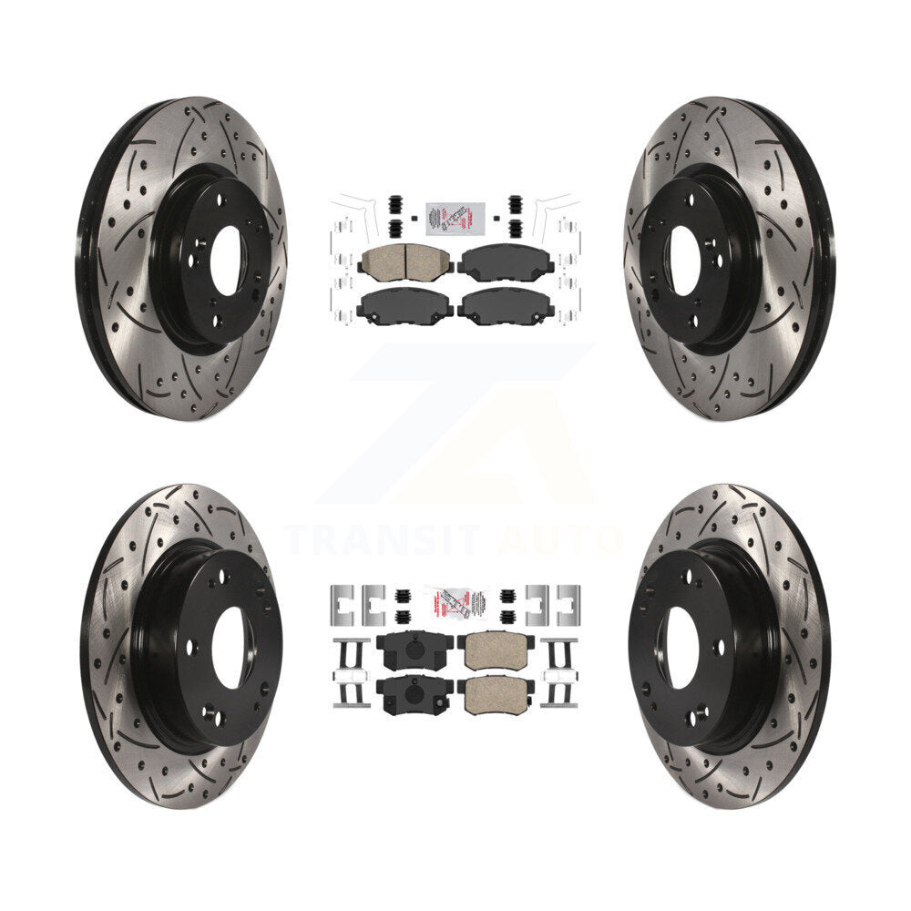 Front Rear Ceramic Pad Coated Drilled Slot Disc Brake Rotor Kit For Honda Civic Acura ILX KDA-100825