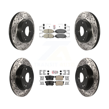 Front Rear Ceramic Pads And Coated Drilled Slotted Disc Brake Rotors Kit For Honda Civic KDA-100827