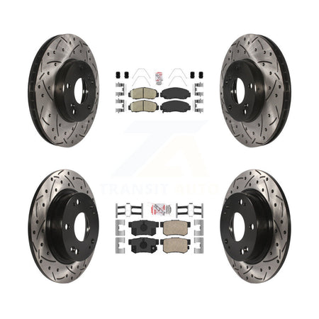 Front Rear Ceramic Pads And Coated Drilled Slotted Disc Brake Rotors Kit For Acura CSX KDA-100828