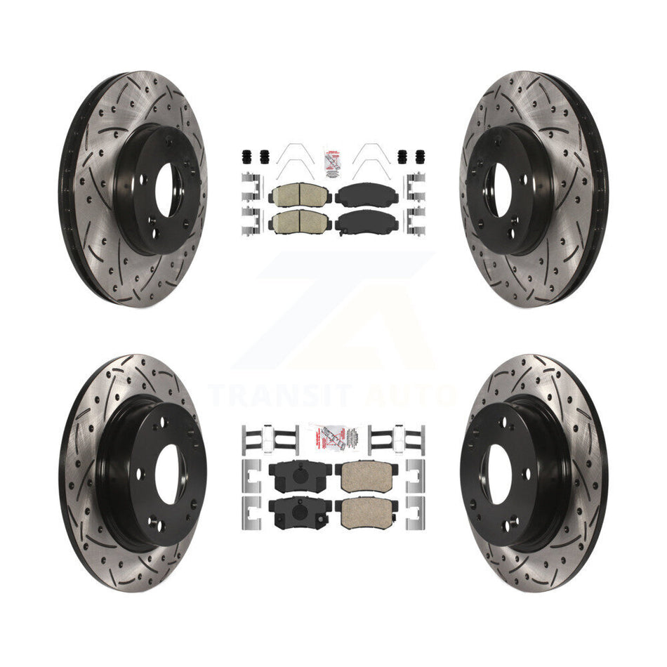 Front Rear Ceramic Pads And Coated Drilled Slotted Disc Brake Rotors Kit For Acura CSX KDA-100828