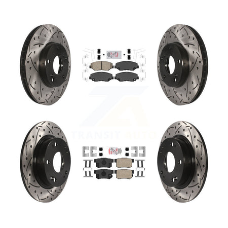 Front Rear Ceramic Pads And Coated Drilled Slotted Disc Brake Rotors Kit For Honda Civic KDA-100835