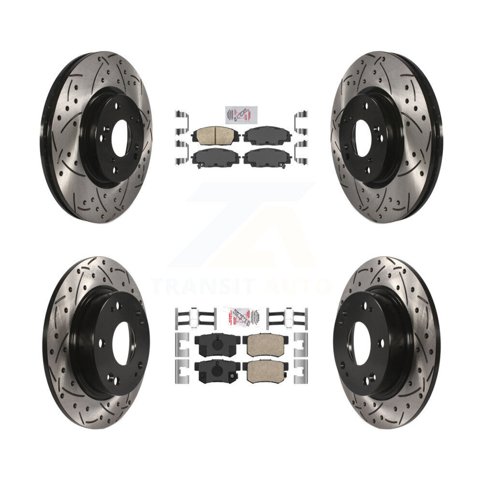 Front Rear Ceramic Pad Coated Drilled Slot Disc Brake Rotor Kit For Honda Civic Acura CSX KDA-100840