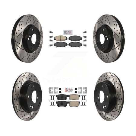 Front Rear Ceramic Pad Coated Drilled Slot Disc Brake Rotor Kit For Honda Civic Acura CSX KDA-100841