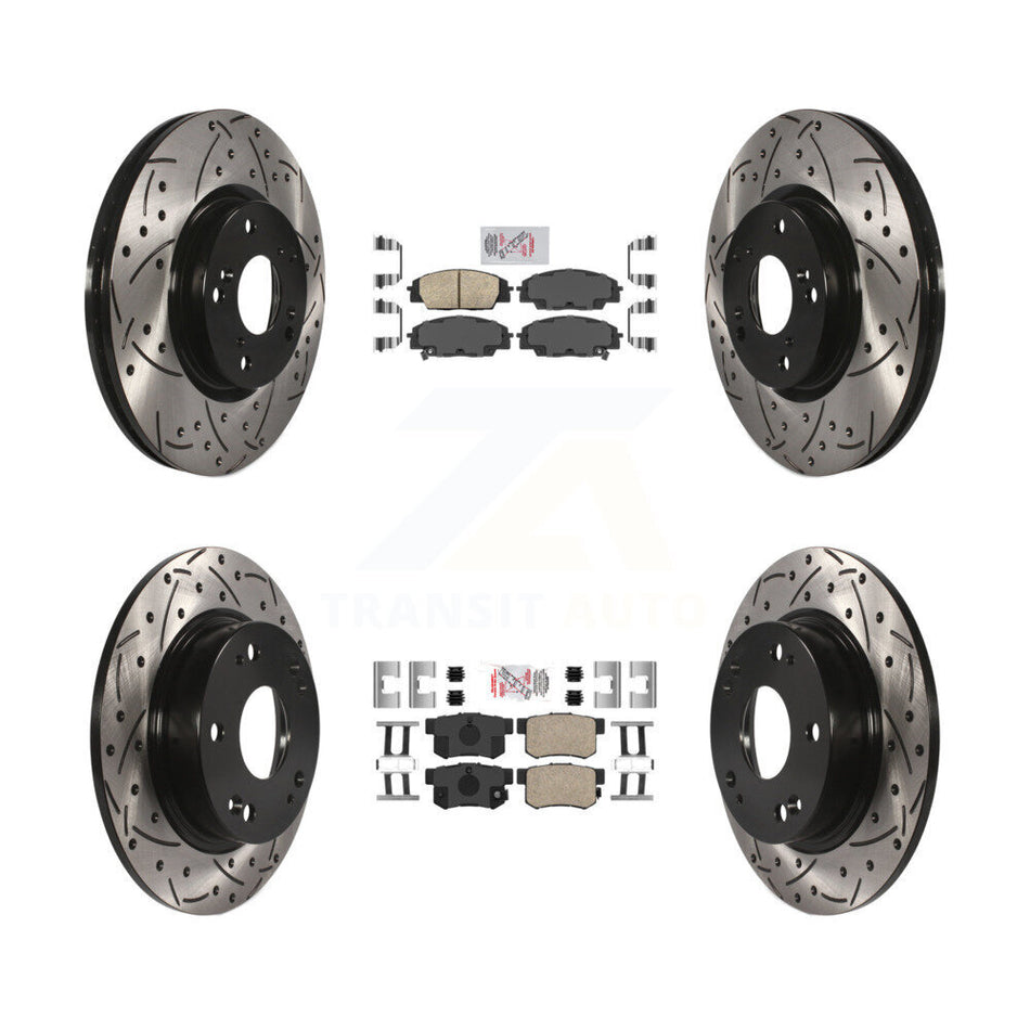 Front Rear Ceramic Pad Coated Drilled Slot Disc Brake Rotor Kit For Honda Civic Acura CSX KDA-100841