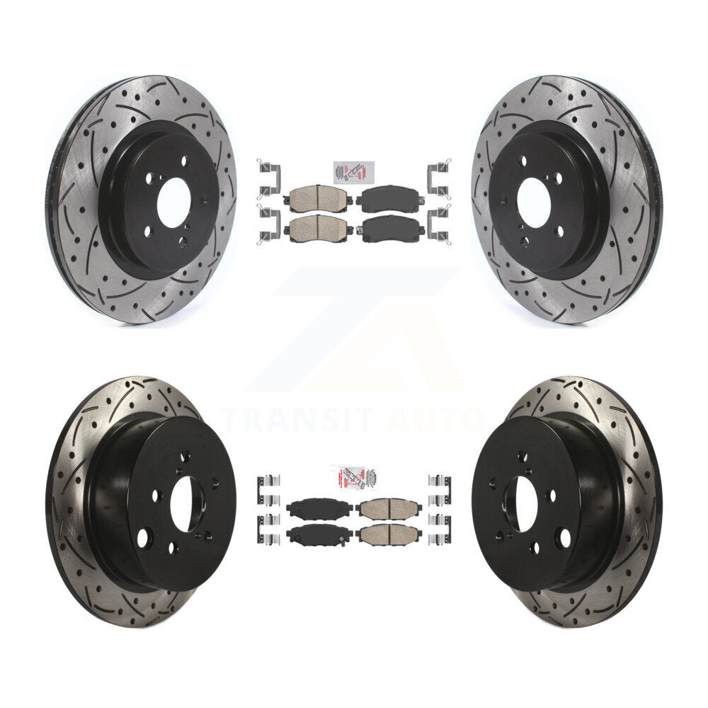 Front Rear Ceramic Pad Coat Drill Slot Disc Brake Rotors Kit For Subaru Crosstrek Impreza KDA-100848