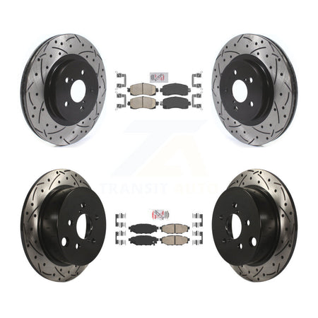 Front Rear Ceramic Pad Coat Drill Slot Disc Brake Rotors Kit For Subaru Crosstrek Impreza KDA-100848