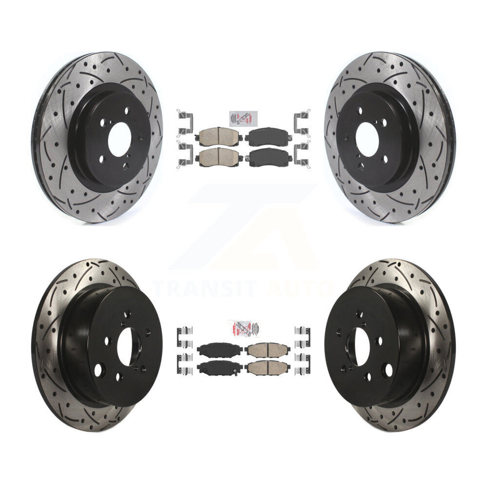 Front Rear Ceramic Pad Coat Drill Slot Disc Brake Rotors Kit For Subaru Crosstrek Impreza KDA-100848