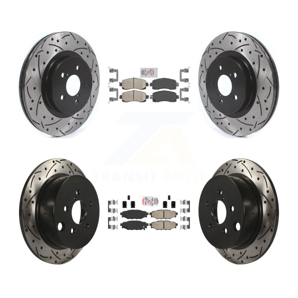 Front Rear Ceramic Pad Coat Drill Slot Disc Brake Rotors Kit For Subaru Crosstrek Impreza KDA-100849