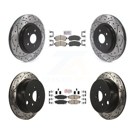 Front Rear Ceramic Pad Coat Drill Slot Disc Brake Rotors Kit For Subaru Crosstrek Impreza KDA-100849