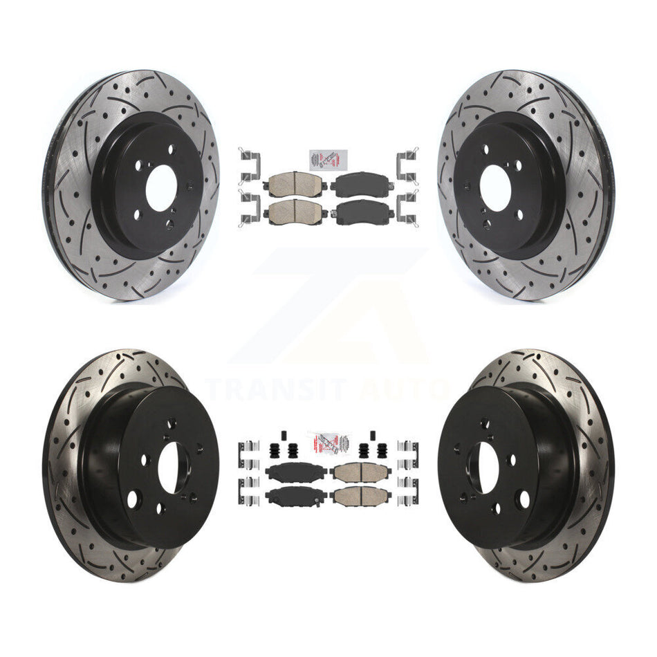 Front Rear Ceramic Pad Coat Drill Slot Disc Brake Rotors Kit For Subaru Crosstrek Impreza KDA-100849
