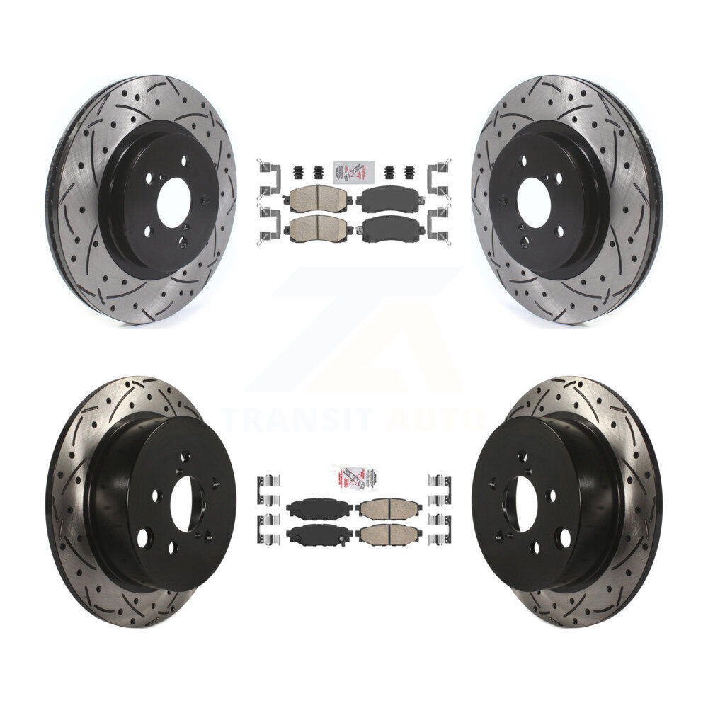 Front Rear Ceramic Pad Coat Drill Slot Disc Brake Rotors Kit For Subaru Crosstrek Impreza KDA-100850