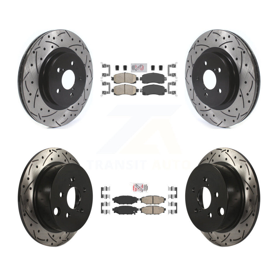 Front Rear Ceramic Pad Coat Drill Slot Disc Brake Rotors Kit For Subaru Crosstrek Impreza KDA-100850