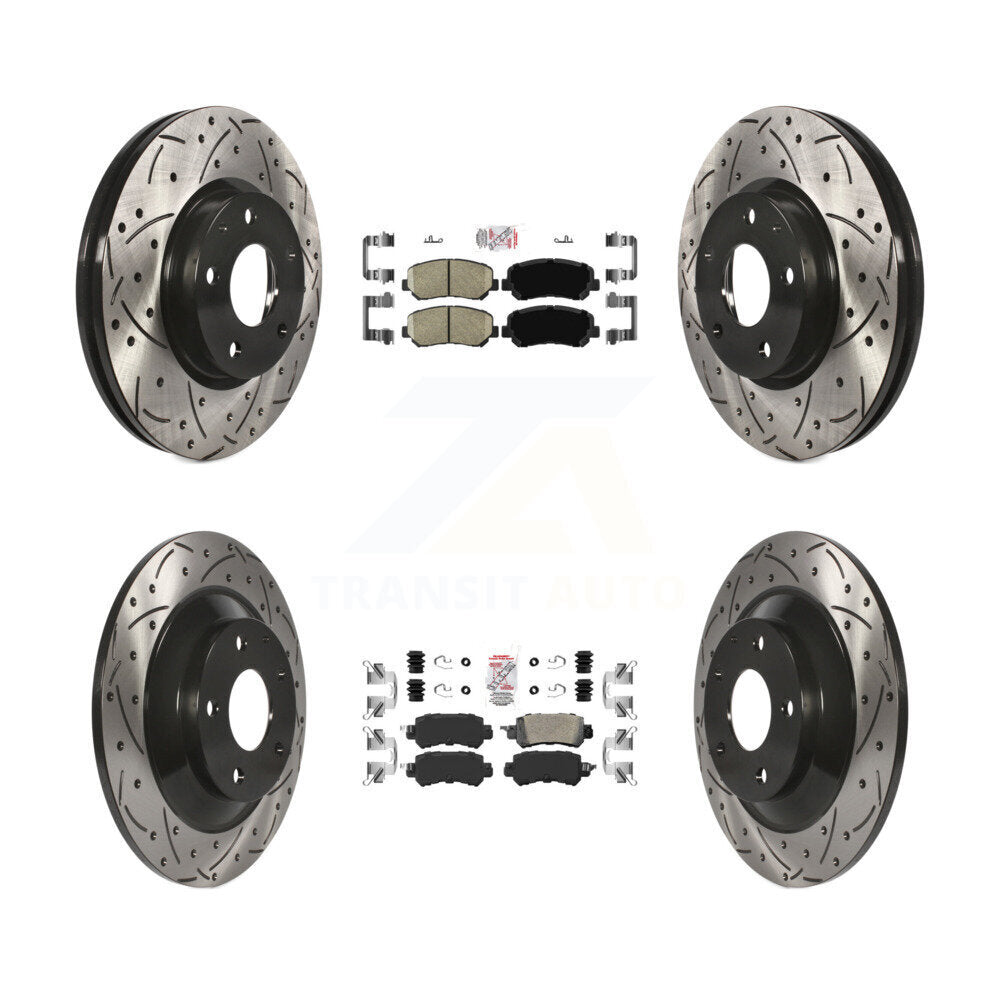 Front Rear Ceramic Pad Coated Drilled Slot Disc Brake Rotors Kit For 2013-2015 Mazda CX-5 KDA-100852