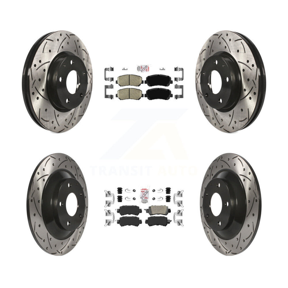 Front Rear Ceramic Pad Coated Drilled Slot Disc Brake Rotors Kit For 2013-2015 Mazda CX-5 KDA-100852