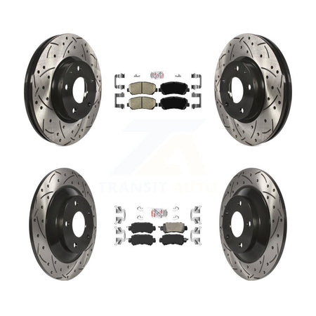 Front Rear Ceramic Pad Coated Drilled Slot Disc Brake Rotors Kit For 2013-2015 Mazda CX-5 KDA-100853