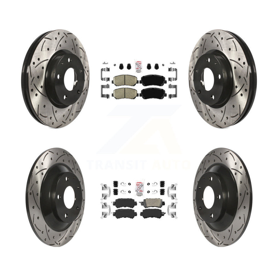 Front Rear Ceramic Pad Coated Drilled Slot Disc Brake Rotors Kit For 2013-2015 Mazda CX-5 KDA-100854