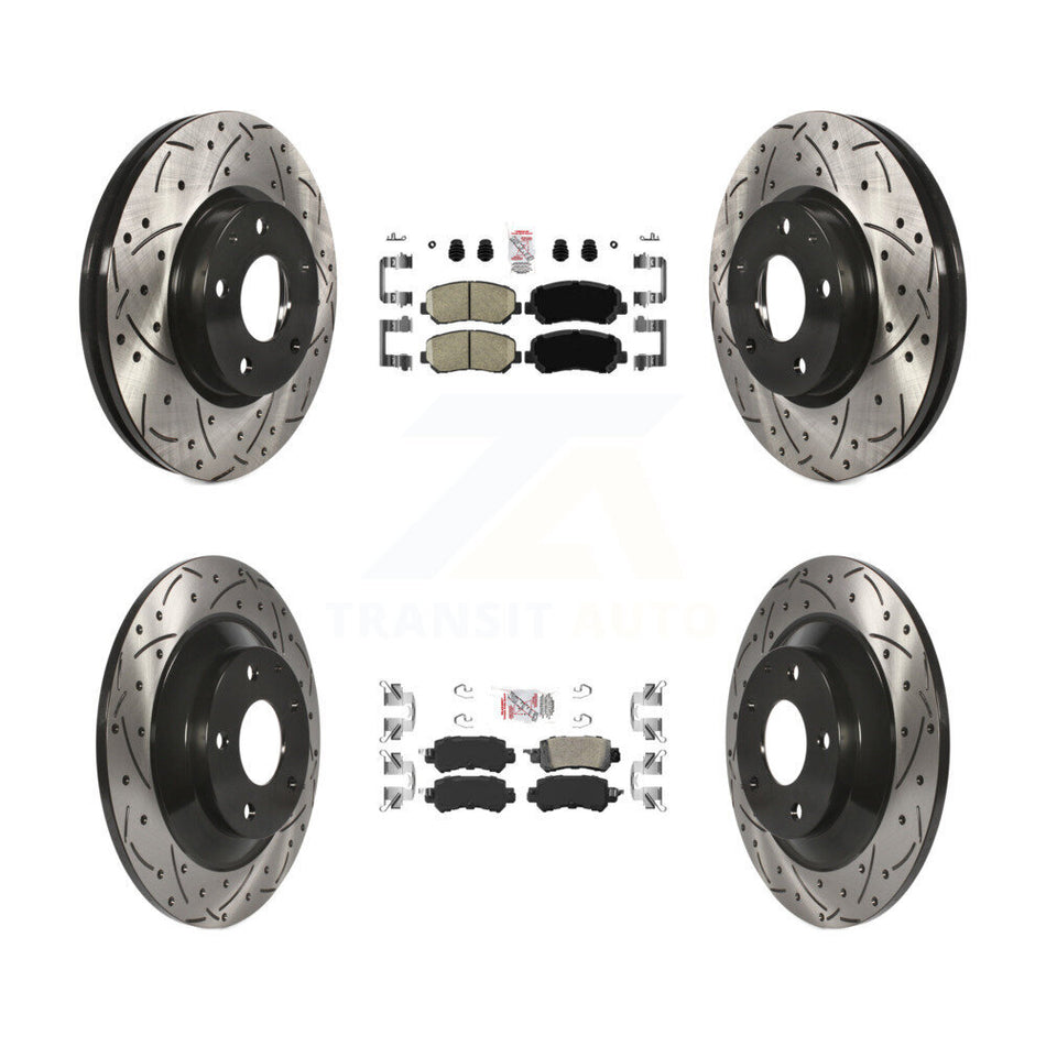 Front Rear Ceramic Pad Coated Drilled Slot Disc Brake Rotors Kit For 2013-2015 Mazda CX-5 KDA-100855
