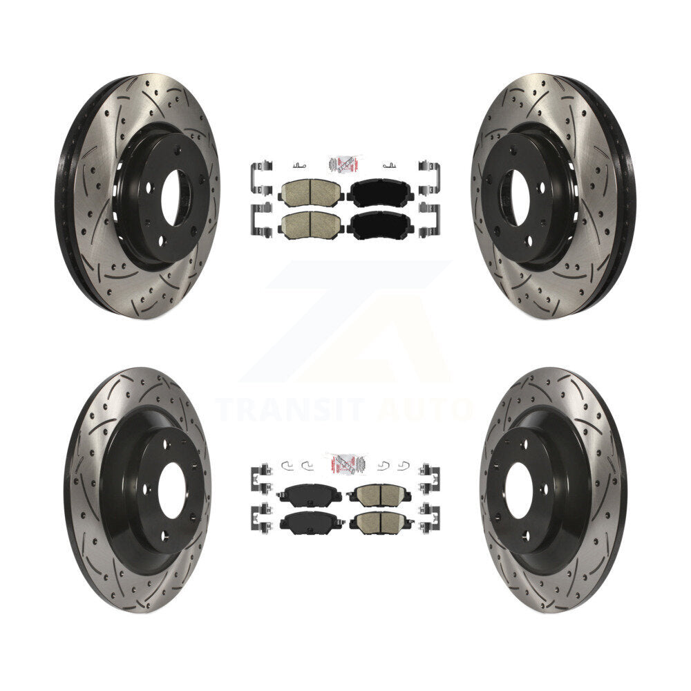 Front Rear Ceramic Pads And Coated Drilled Slotted Disc Brake Rotors Kit For Mazda CX-5 KDA-100858