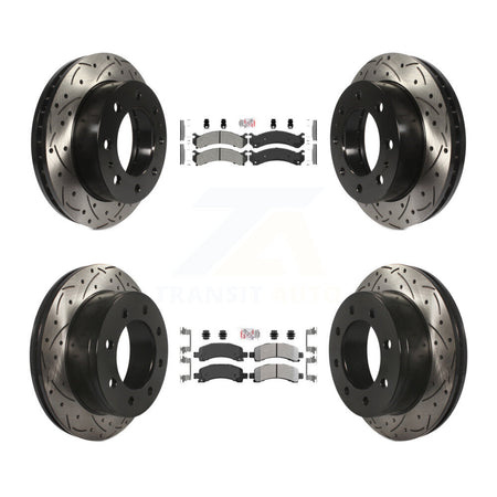 Front Rear Semi-Metallic Pad & Drilled Slot Brake Rotor Kit For GMC Savana 2500 Chevrolet KDA-100869