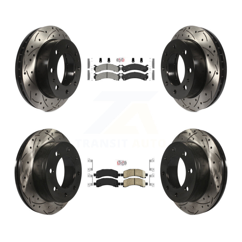 Front Semi-Metallic Rear Ceramic Pad Drill Slot Brake Rotor Kit For Chevrolet Express GMC KDA-100870