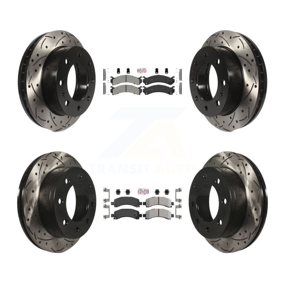 Front Rear Semi-Metallic Pad Drilled Slot Brake Rotors Kit For Chevrolet Express 2500 GMC KDA-100871