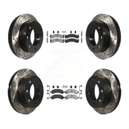 Front Rear Semi-Metallic Pad Drilled Slot Brake Rotors Kit For Chevrolet Express 2500 GMC KDA-100871