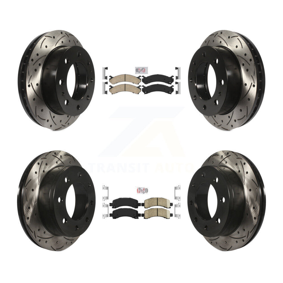 Front Rear Ceramic Pad Drilled Slot Brake Rotor Kit For Chevrolet Express 2500 GMC Savana KDA-100872