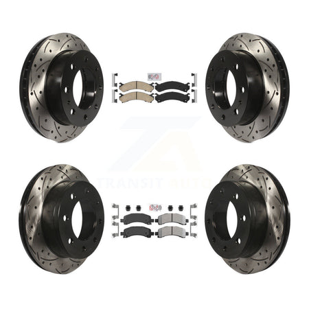 Front Ceramic Rear Semi-Metallic Pad Drill Slot Brake Rotor Kit For Chevrolet Express GMC KDA-100873