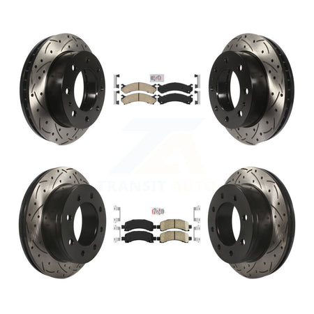 Front Rear Ceramic Pad Drilled Slot Brake Rotor Kit For GMC Savana 2500 Chevrolet Express KDA-100874