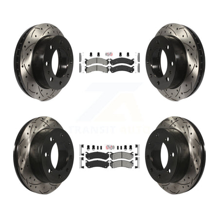 Front Rear Semi-Metallic Pad Drill Slot Brake Rotors Kit For Chevrolet GMC Sierra 2500 HD KDA-100880