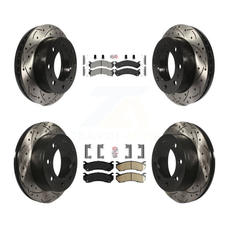 Front Semi-Metallic Rear Ceramic Pad Drill Slot Brake Rotors Kit For Chevrolet GMC Sierra KDA-100881