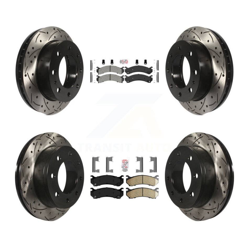 Front Semi-Metallic Rear Ceramic Pad Drill Slot Brake Rotors Kit For Chevrolet GMC Sierra KDA-100881