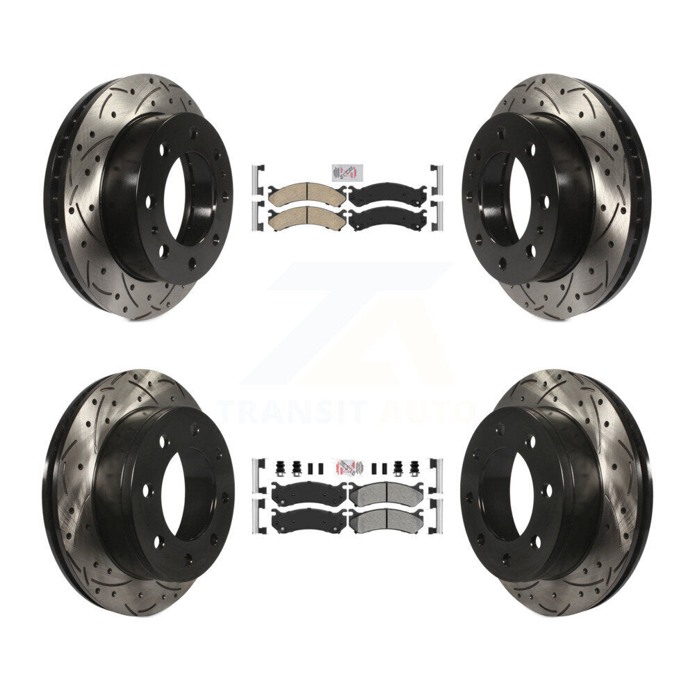 Front Ceramic Rear Semi-Metallic Pad Drill Slot Brake Rotors Kit For Chevrolet GMC Sierra KDA-100882