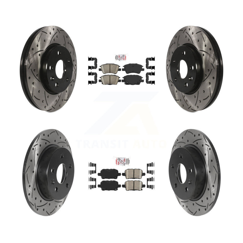 Front Rear Ceramic Pad Drilled Slot Brake Rotors Kit For Chevrolet Cruze Bolt EV Volt EUV KDA-100884