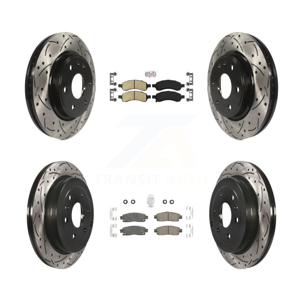 Front Rear Ceramic Pad Drill Slot Brake Rotors Kit For GMC Acadia Buick Enclave Chevrolet KDA-100887