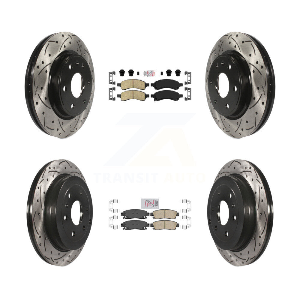 Front Rear Ceramic Pad Drill Slot Brake Rotors Kit For GMC Acadia Buick Enclave Chevrolet KDA-100888
