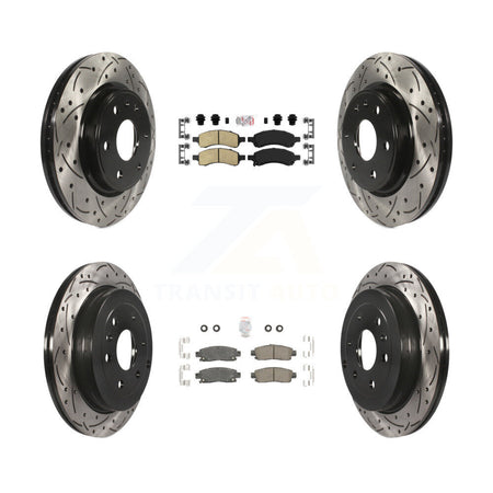Front Rear Ceramic Pad Drill Slot Brake Rotors Kit For GMC Acadia Buick Enclave Chevrolet KDA-100889