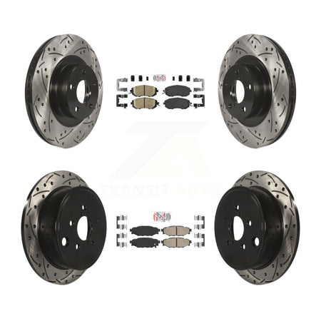 Front Rear Ceramic Pad & Drilled Slot Brake Rotor Kit For Subaru Impreza Forester Outback KDA-100890