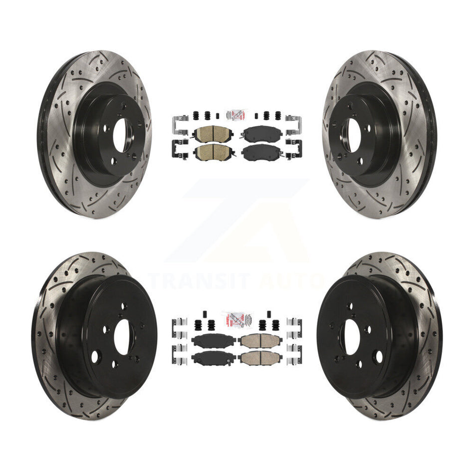 Front Rear Ceramic Pad & Drilled Slot Brake Rotor Kit For Subaru Impreza Forester Outback KDA-100891