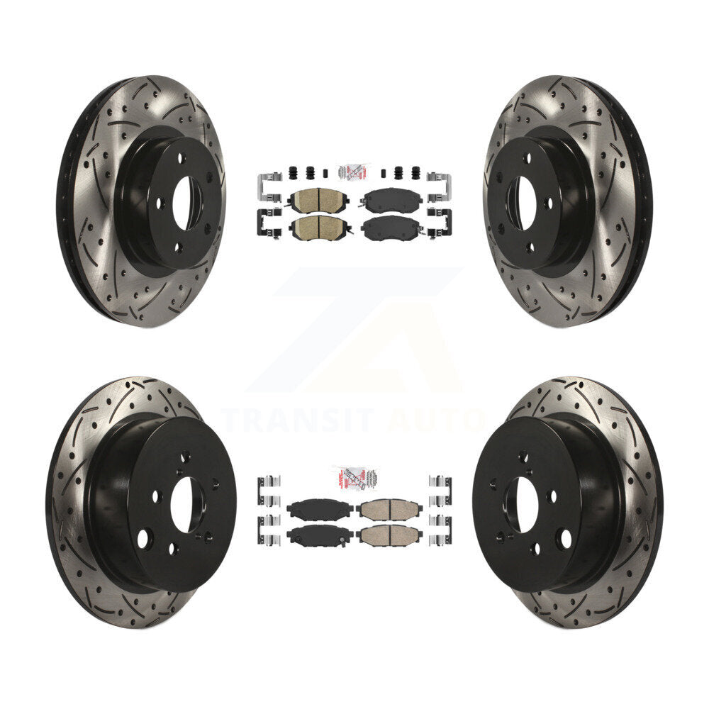 Front Rear Ceramic Pad And Coated Drilled Slotted Disc Brake Rotor Kit For Subaru Impreza KDA-100895