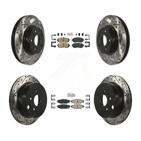 Front Rear Ceramic Pad And Coated Drilled Slotted Disc Brake Rotor Kit For Subaru Impreza KDA-100895