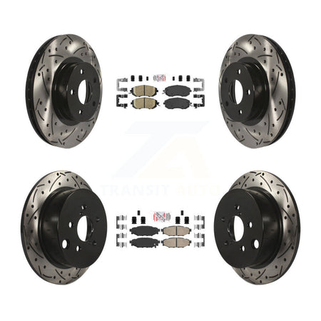 Front Rear Ceramic Pad And Coated Drilled Slotted Disc Brake Rotor Kit For Subaru Impreza KDA-100896