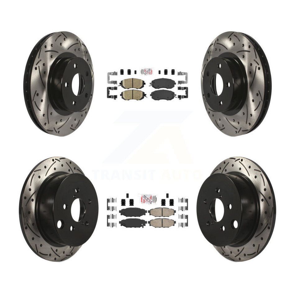 Front Rear Ceramic Pad And Coated Drilled Slotted Disc Brake Rotor Kit For Subaru Impreza KDA-100896
