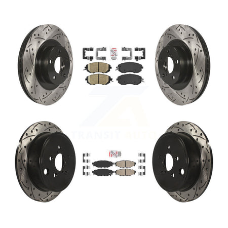 Front Rear Ceramic Pad & Drilled Slot Brake Rotor Kit For Subaru Impreza Forester Outback KDA-100897