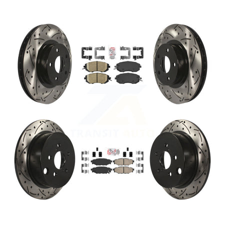 Front Rear Ceramic Pad And Coated Drilled Slotted Disc Brake Rotor Kit For Subaru Impreza KDA-100903