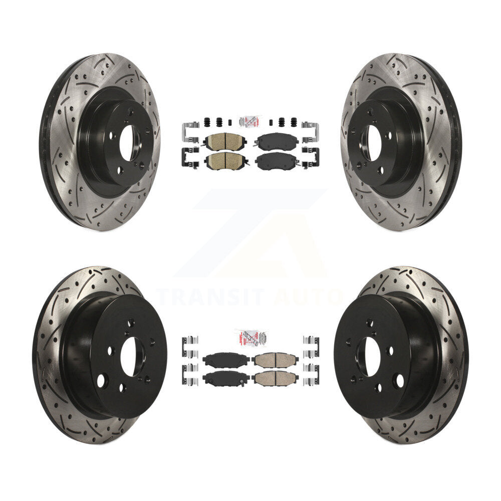 Front Rear Ceramic Pad Drilled Slot Disc Brake Rotor Kit For Subaru Forester XV Crosstrek KDA-100907