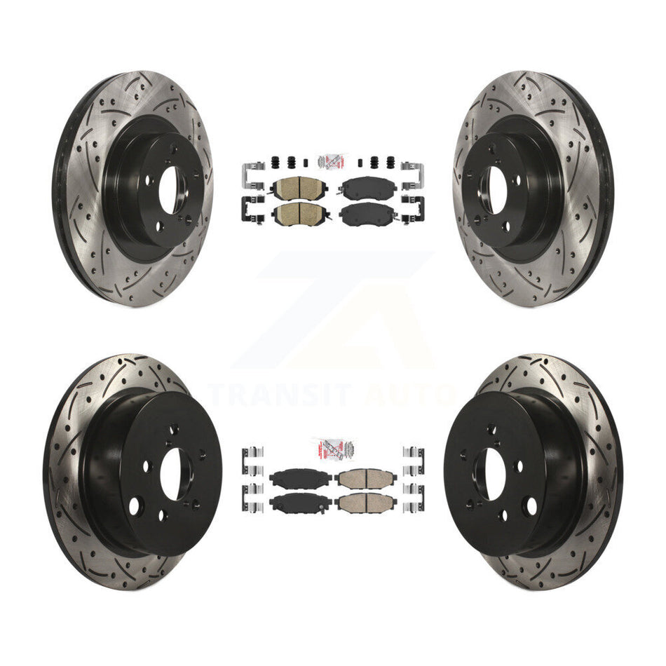 Front Rear Ceramic Pad Drilled Slot Disc Brake Rotor Kit For Subaru Forester XV Crosstrek KDA-100907