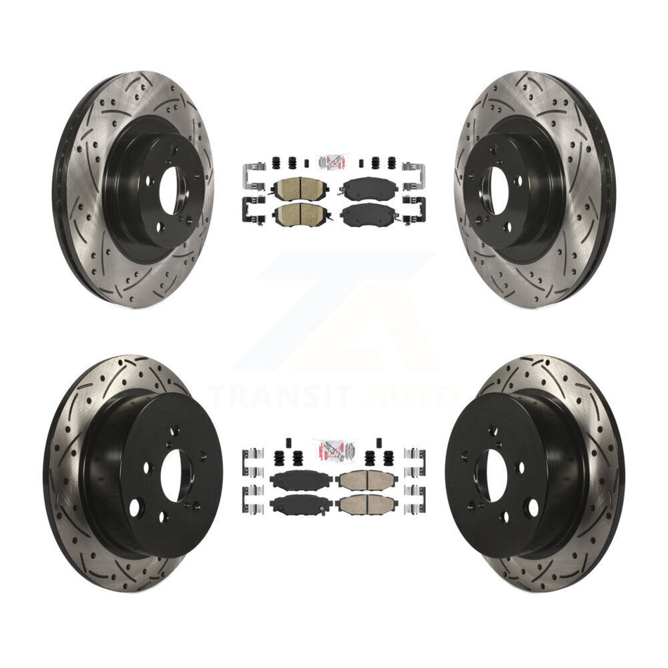 Front Rear Ceramic Pad Drilled Slot Disc Brake Rotor Kit For Subaru Forester XV Crosstrek KDA-100908