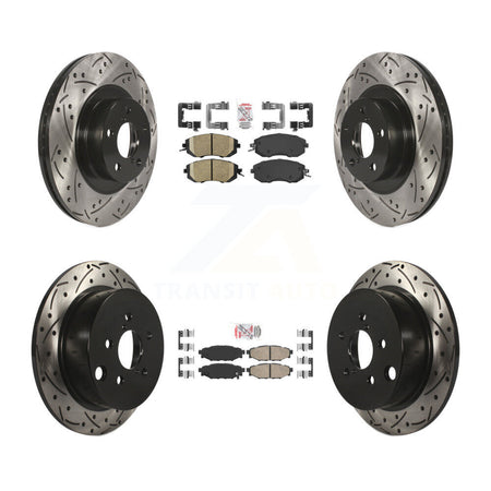 Front Rear Ceramic Pad Drilled Slot Disc Brake Rotor Kit For Subaru Forester XV Crosstrek KDA-100909